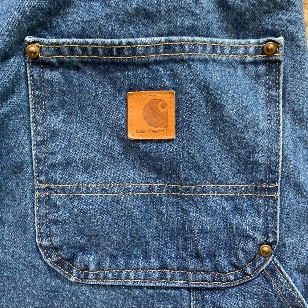 Carhartt Cargo Double Front Jeans 40x25 Loose Original Fit Leather Patch Logo